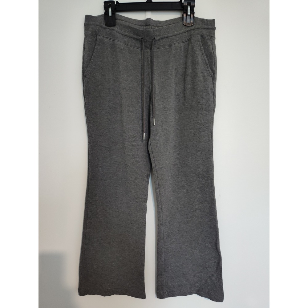 Athleta Coaster Luxe Flare Pants Charcoal Grey Heather Drawstring XL 467895-00